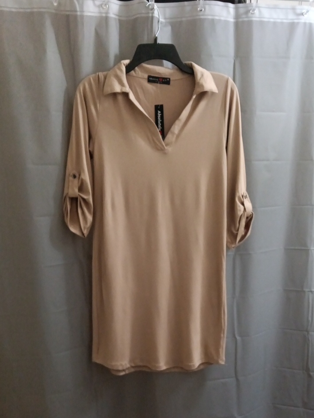 Absolutely V-Neck Mini Dress in Taupe